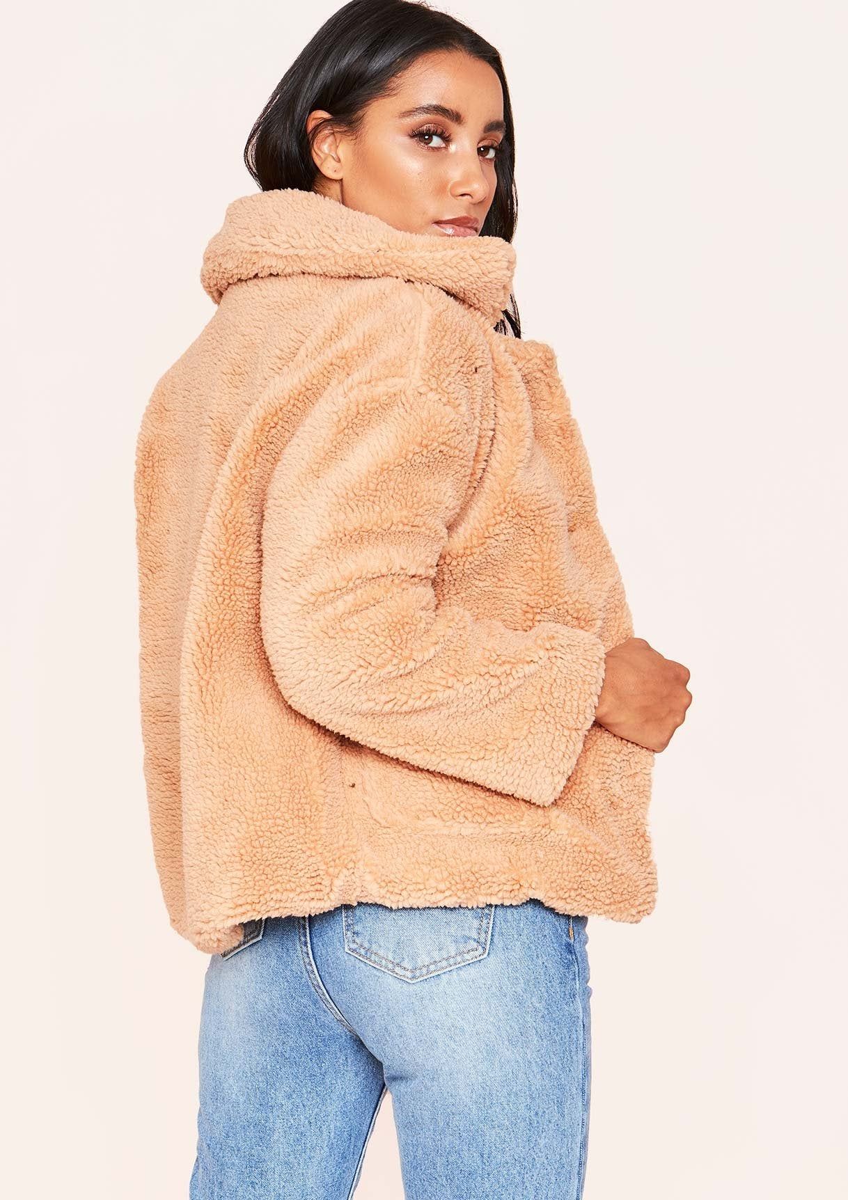 Kaylin Tan Teddy Borg Button Up Coat sold by Missy Empire product image thumbnail 2