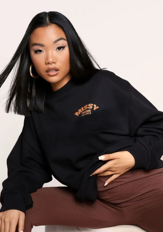 Casey Black Missy Empire Logo Oversized Sweatshirt sold by Missy Empire