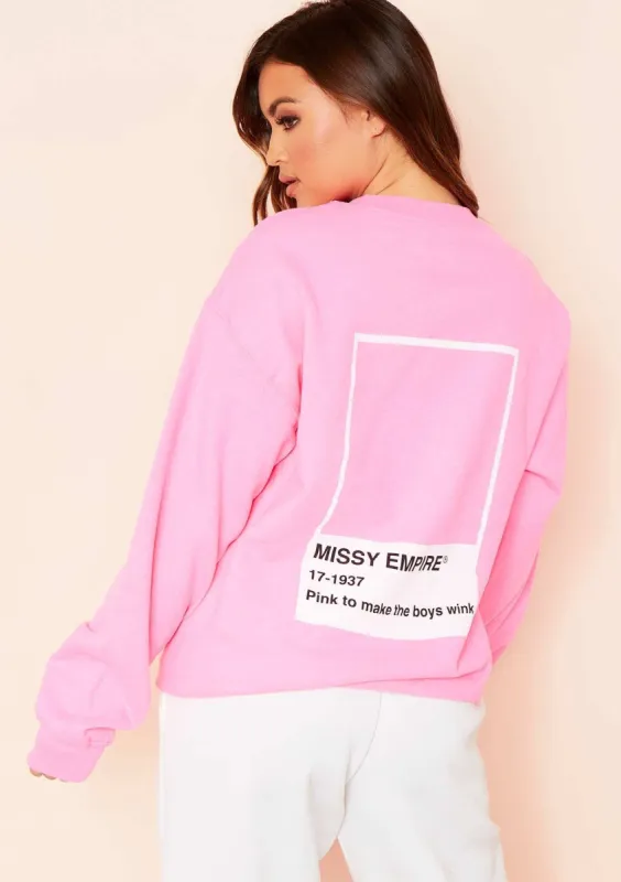 Sophie Neon Pink Missy Empire Graphic Oversized Sweatshirt sold by Missy Empire