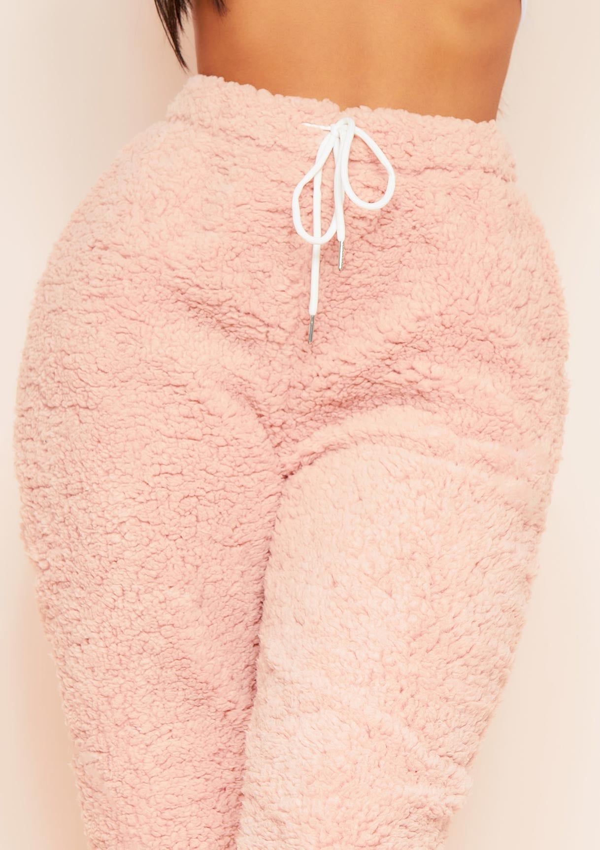 Patia Pink Teddy Borg Joggers sold by Missy Empire product image thumbnail 2