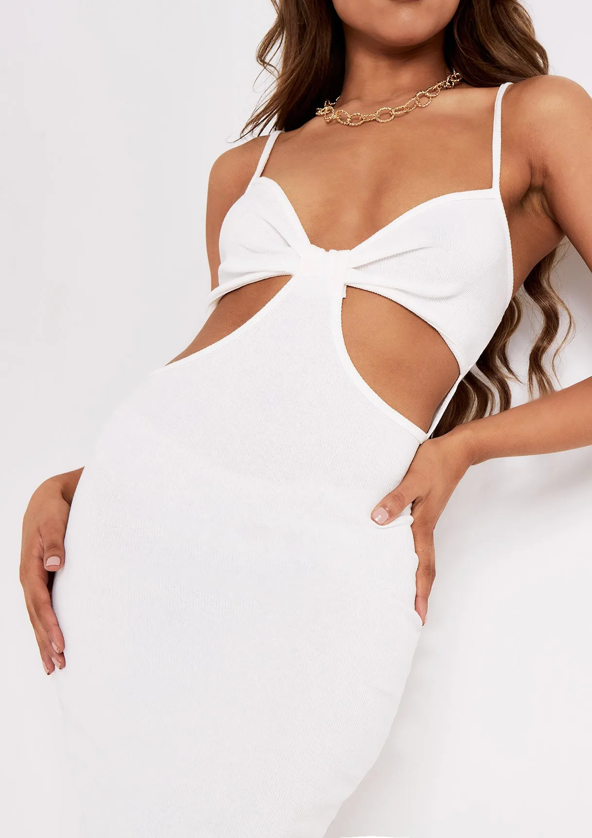 Aila Cream Cut Out Twist Knot Maxi Dress sold by Missy Empire product image thumbnail 3