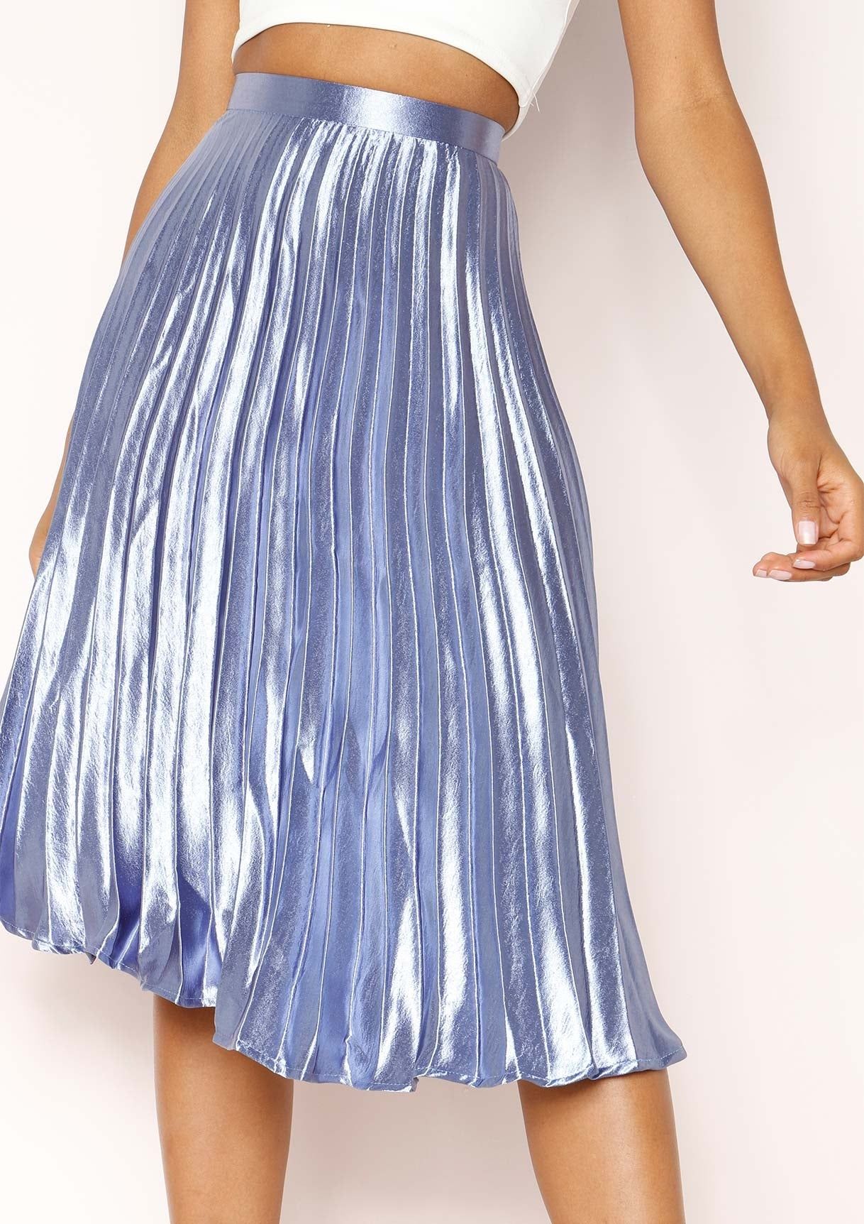 Kati Denim Blue Pleated Midi Skirt sold by Missy Empire product image thumbnail 3