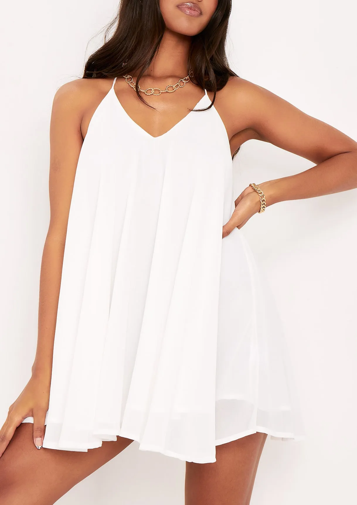 Elsie White Halterneck Trapeze Mini Dress sold by Missy Empire product image thumbnail 3