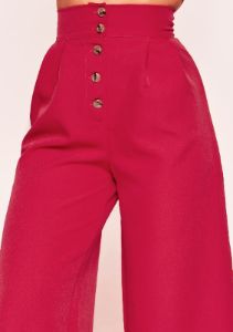 Meri Red Button Wide Leg Culottes sold by Missy Empire