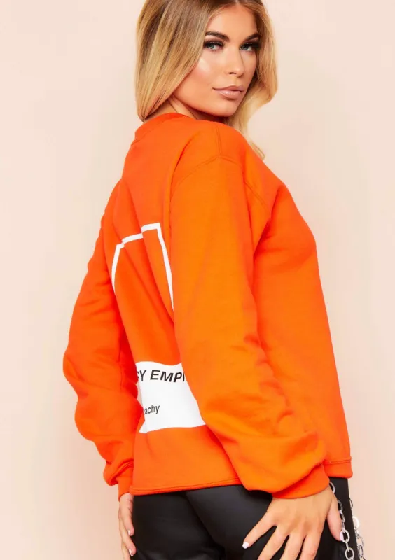 Sophie Neon Orange Missy Empire Graphic Oversized Sweatshirt sold by Missy Empire