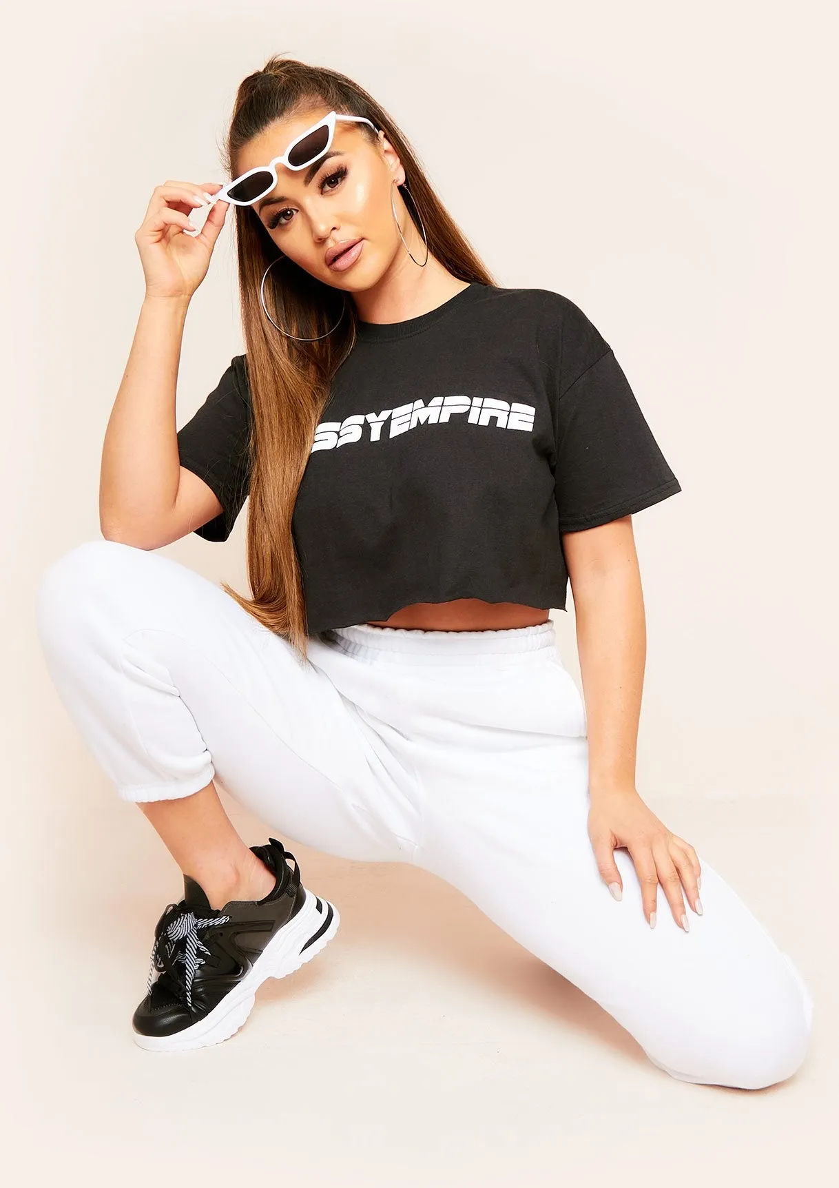 Jena Black MissyEmpire Branded Graphic Cropped T-Shirt sold by Missy Empire product image thumbnail 4
