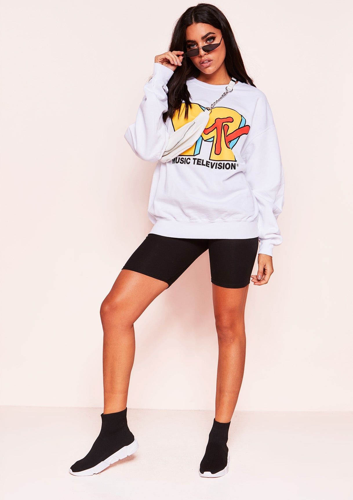 Charmaine White TV Graphic Sweatshirt sold by Missy Empire product image thumbnail 2