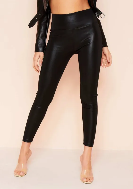 Nawra Black Faux Leather Leggings sold by Missy Empire