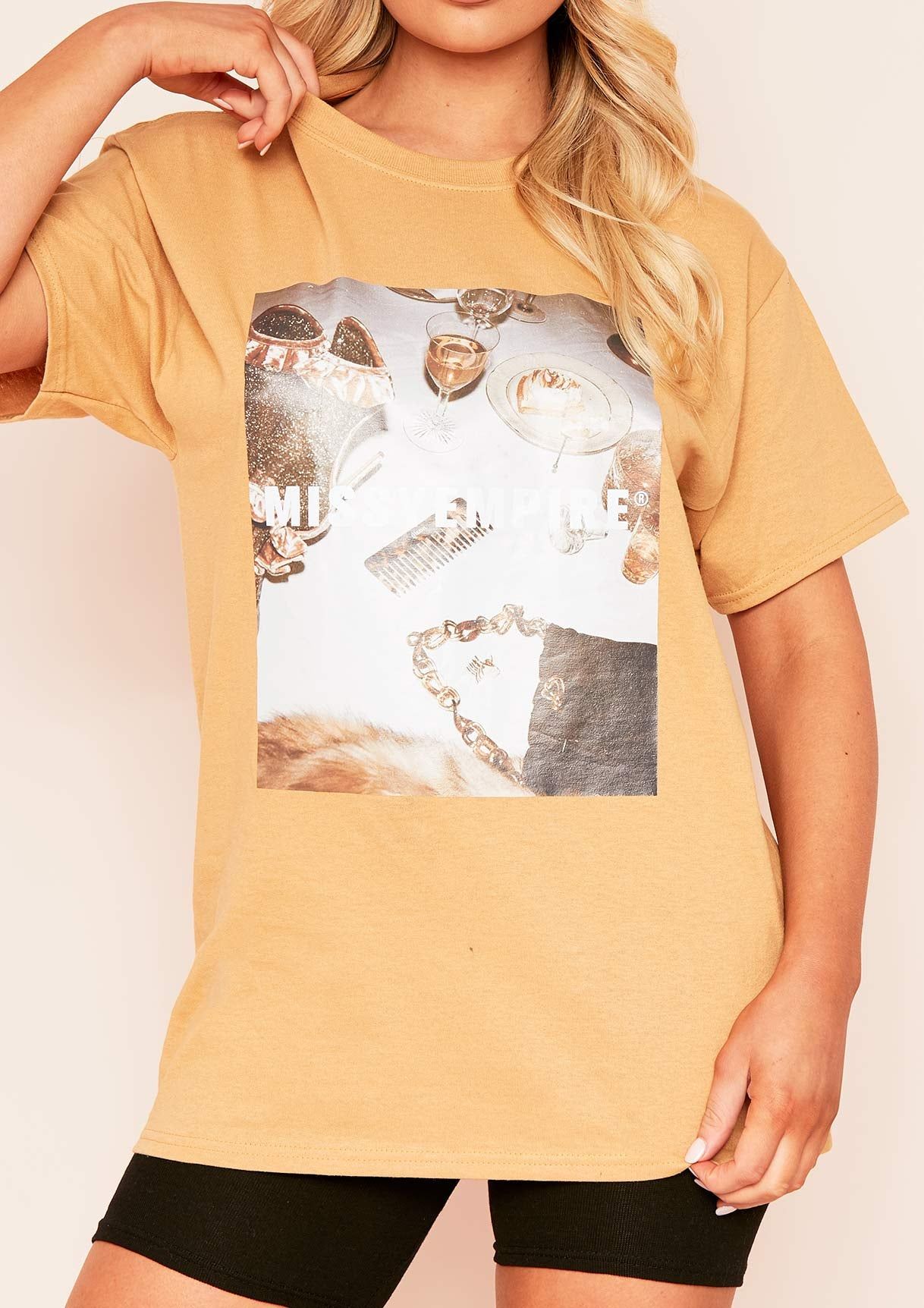 Scarlet Gold Missy Empire Table Graphic Oversized T-Shirt sold by Missy Empire product image thumbnail 3