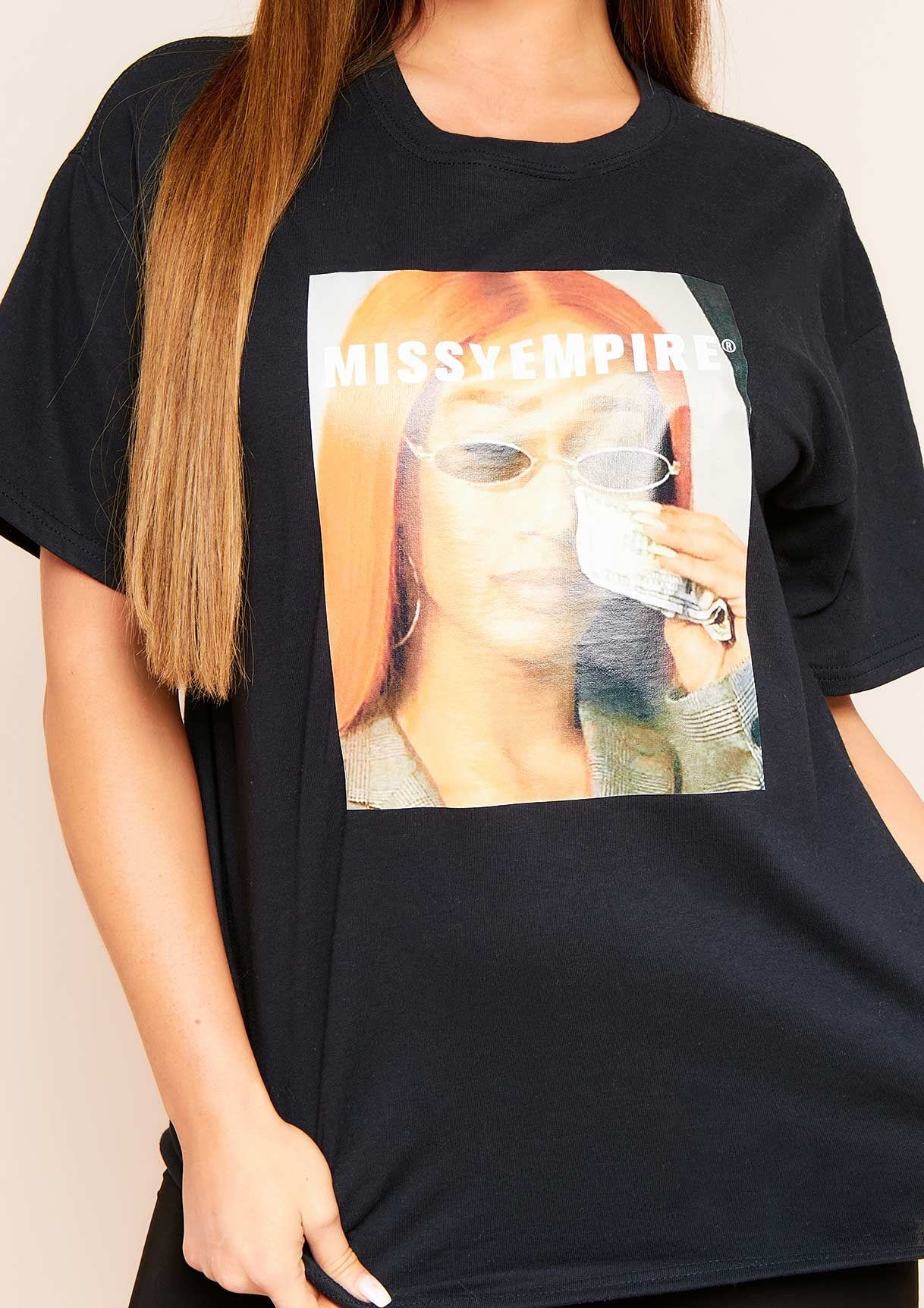 Teena Black Cash Tears Graphic Oversized T-shirt sold by Missy Empire product image thumbnail 4