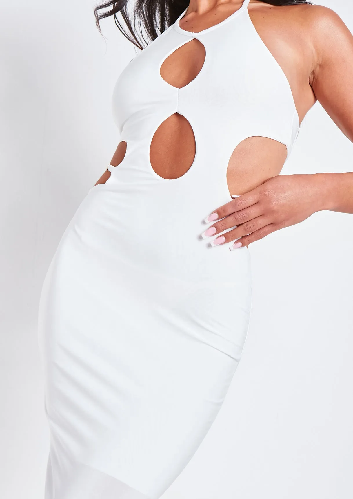 Rhianna White Cut Out Chain Maxi Dress sold by Missy Empire product image thumbnail 2