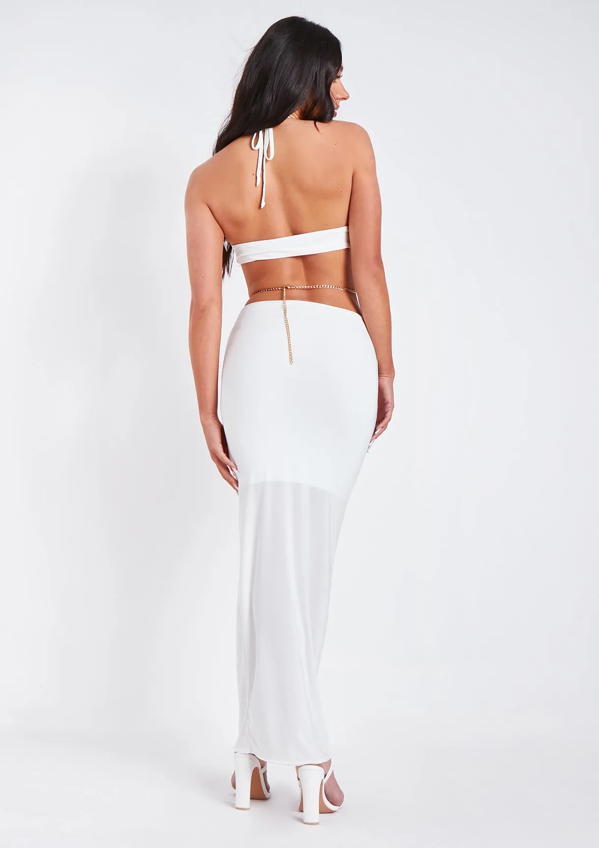 Rhianna White Cut Out Chain Maxi Dress sold by Missy Empire product image thumbnail 3