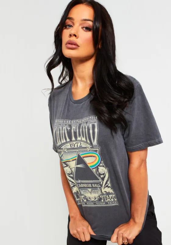 Antonella Pink Floyd Washed Black Oversized Band T-Shirt sold by Missy Empire
