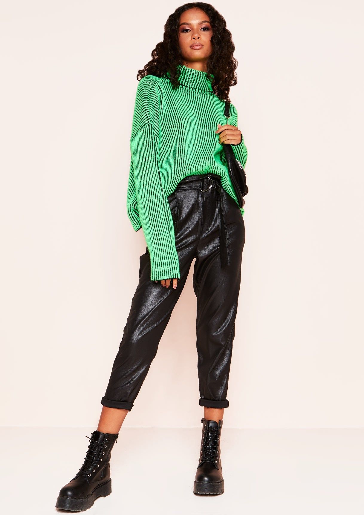 Vallie Black Leather Look Belted Trousers sold by Missy Empire product image thumbnail 4