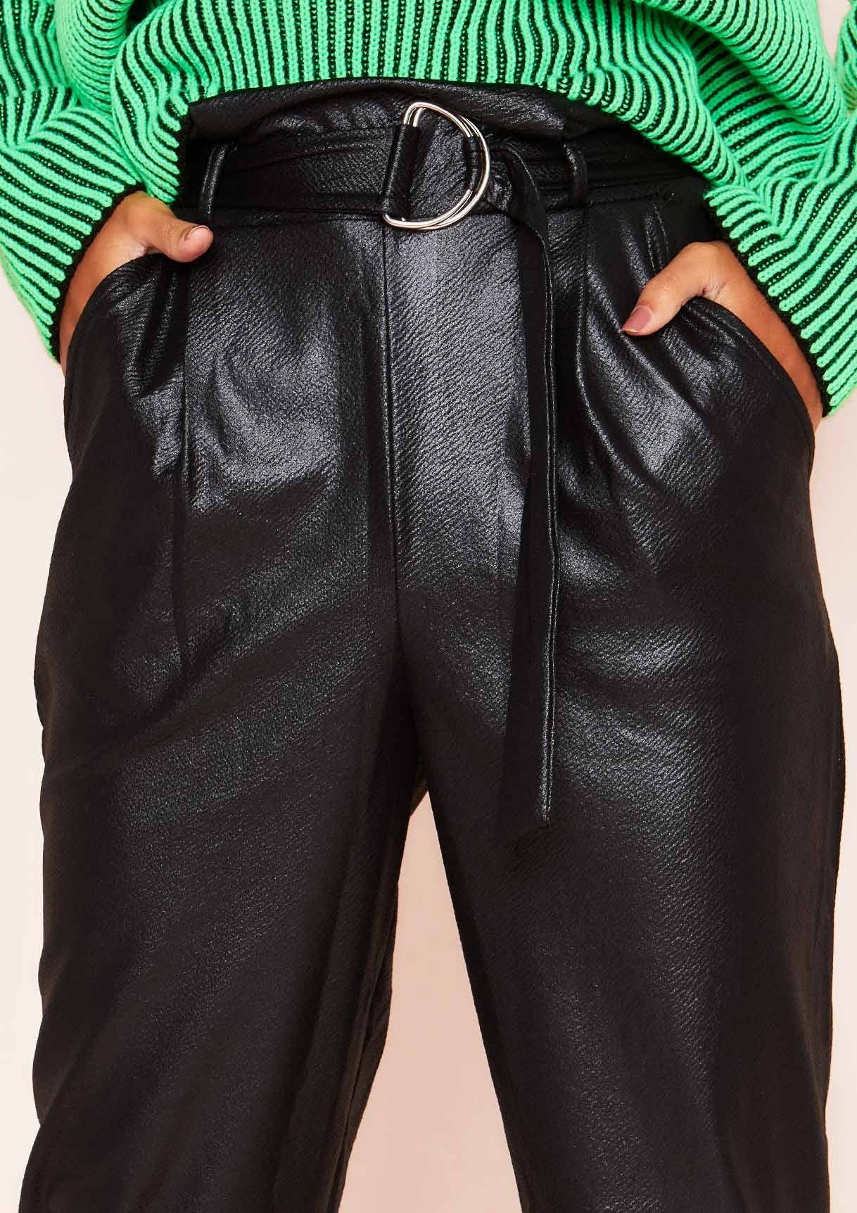 Vallie Black Leather Look Belted Trousers sold by Missy Empire product image thumbnail 5