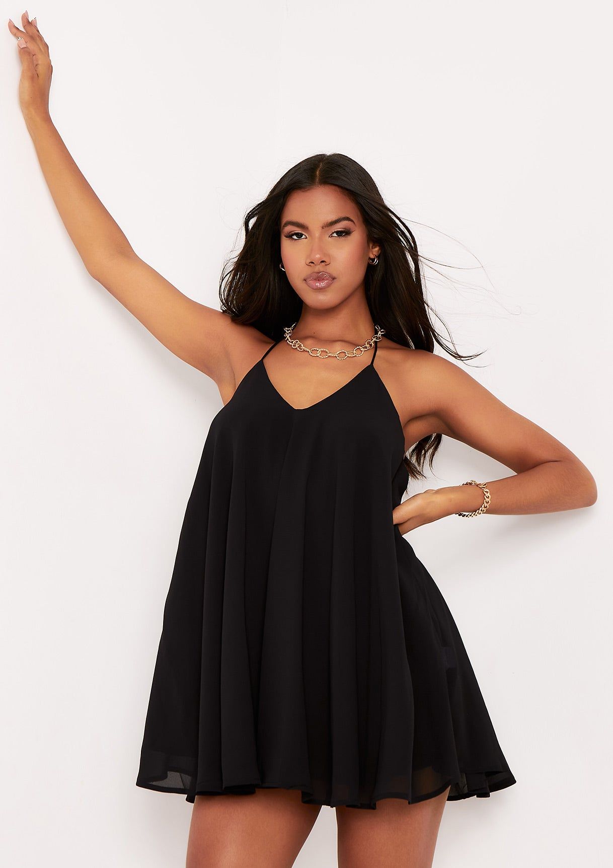 Elsie Black Halterneck Trapeze Mini Dress sold by Missy Empire product image thumbnail 2