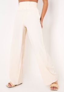 Farah Cream High Waisted Wide Leg Light Weight Trousers sold by Missy Empire