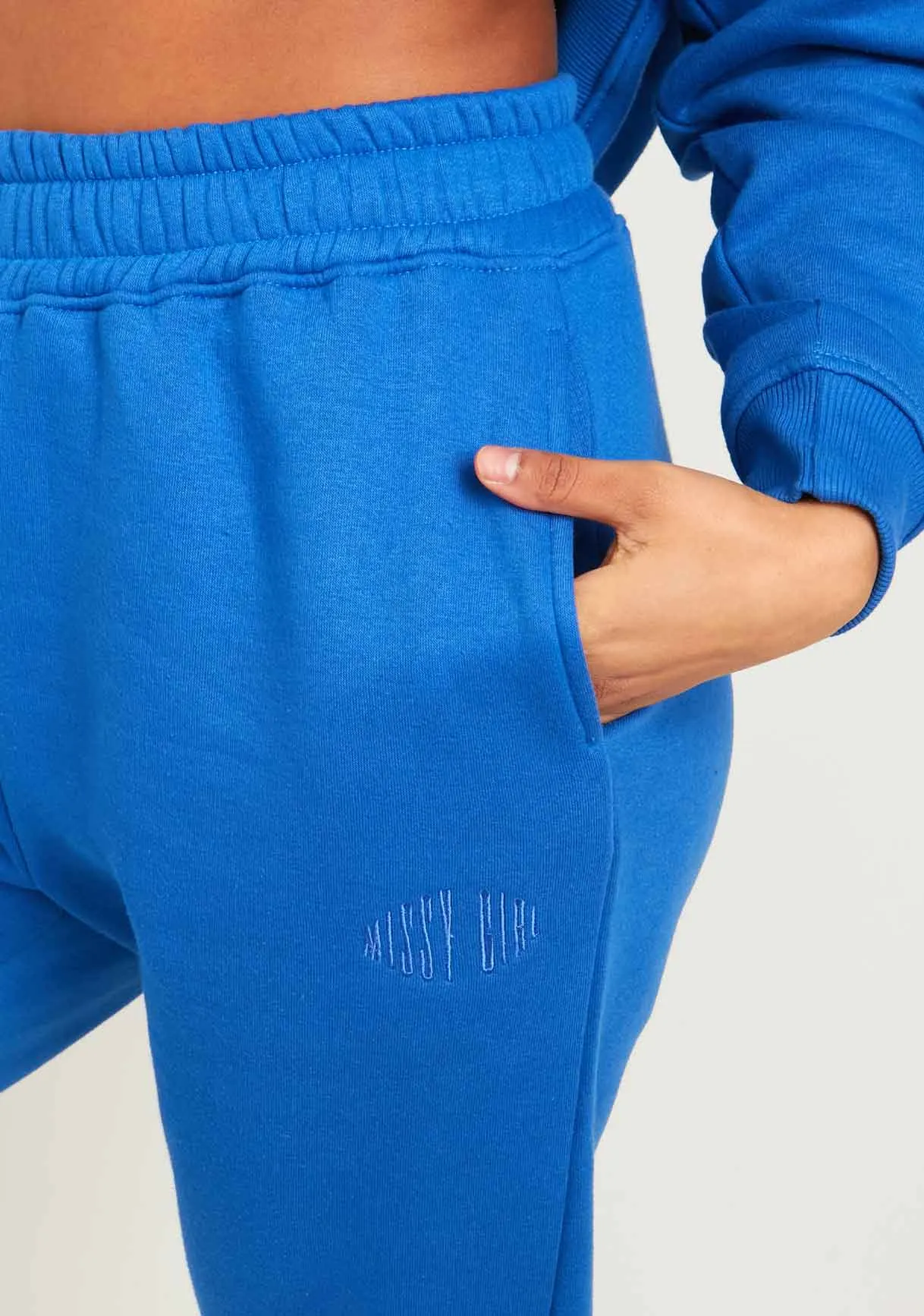 Verity Blue Missy Girl Embroidered 90's Cuffed Jogger sold by Missy Empire product image thumbnail 2