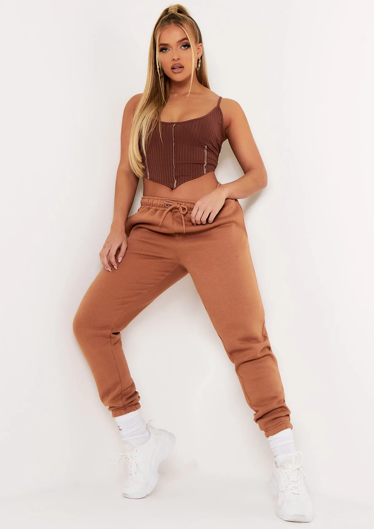 Natalya Chocolate Rib Contrast Stitch Corset Top sold by Missy Empire product image thumbnail 5