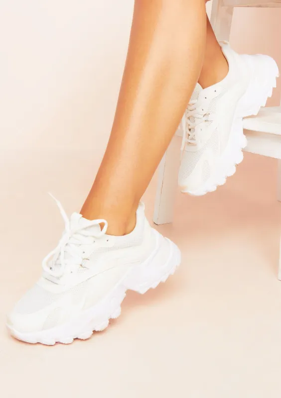 Raina White Chunky Trainers sold by Missy Empire