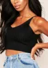 Katy Black Knitted Rib Crop Top sold by Missy Empire