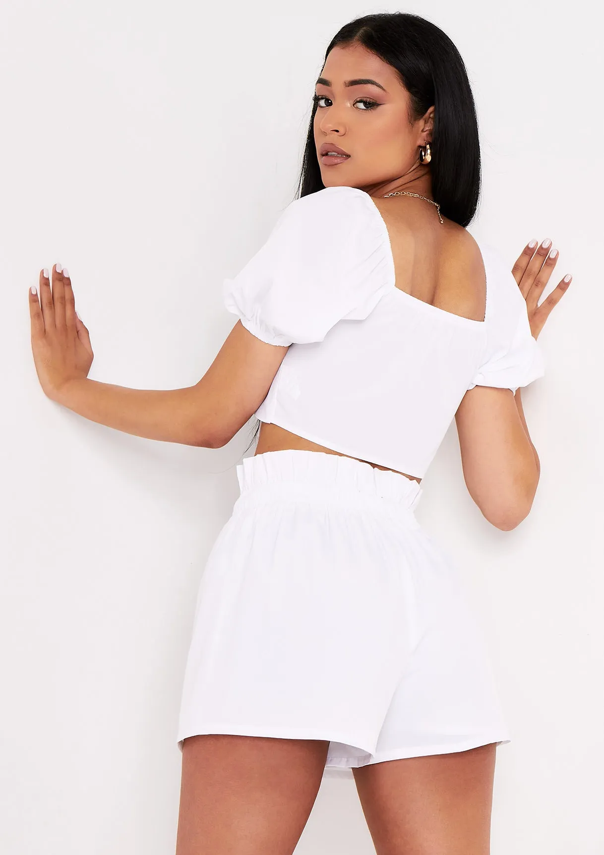 Kinley Cream Tie Front Crop Top sold by Missy Empire product image thumbnail 4