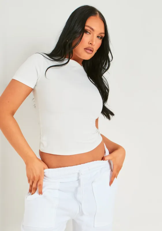 Amira White Premium Sculpt Tee made by Missy Empire