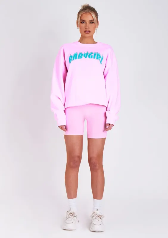 Sancia Pink Babygirl Slogan Oversized Sweatshirt sold by Missy Empire