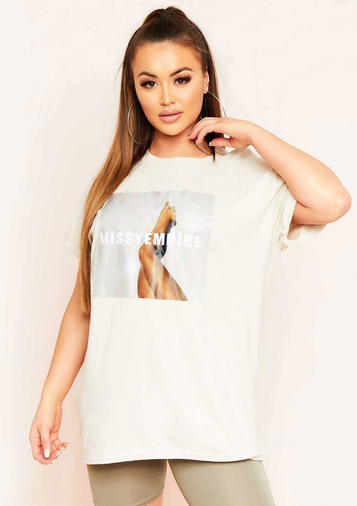 Sita Sand Legs Missy Empire Graphic Oversized T-shirt sold by Missy Empire