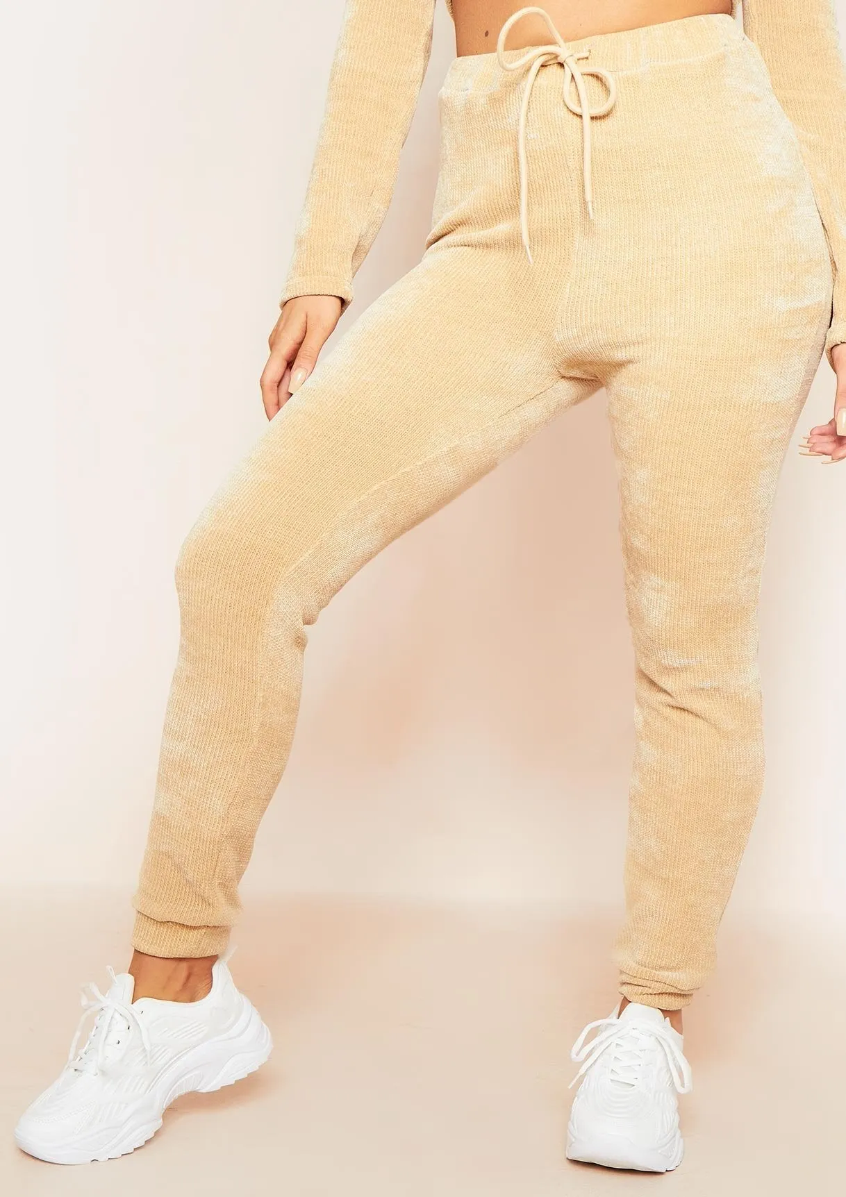 Charla Beige Chenille Drawstring Joggers sold by Missy Empire product image thumbnail 2