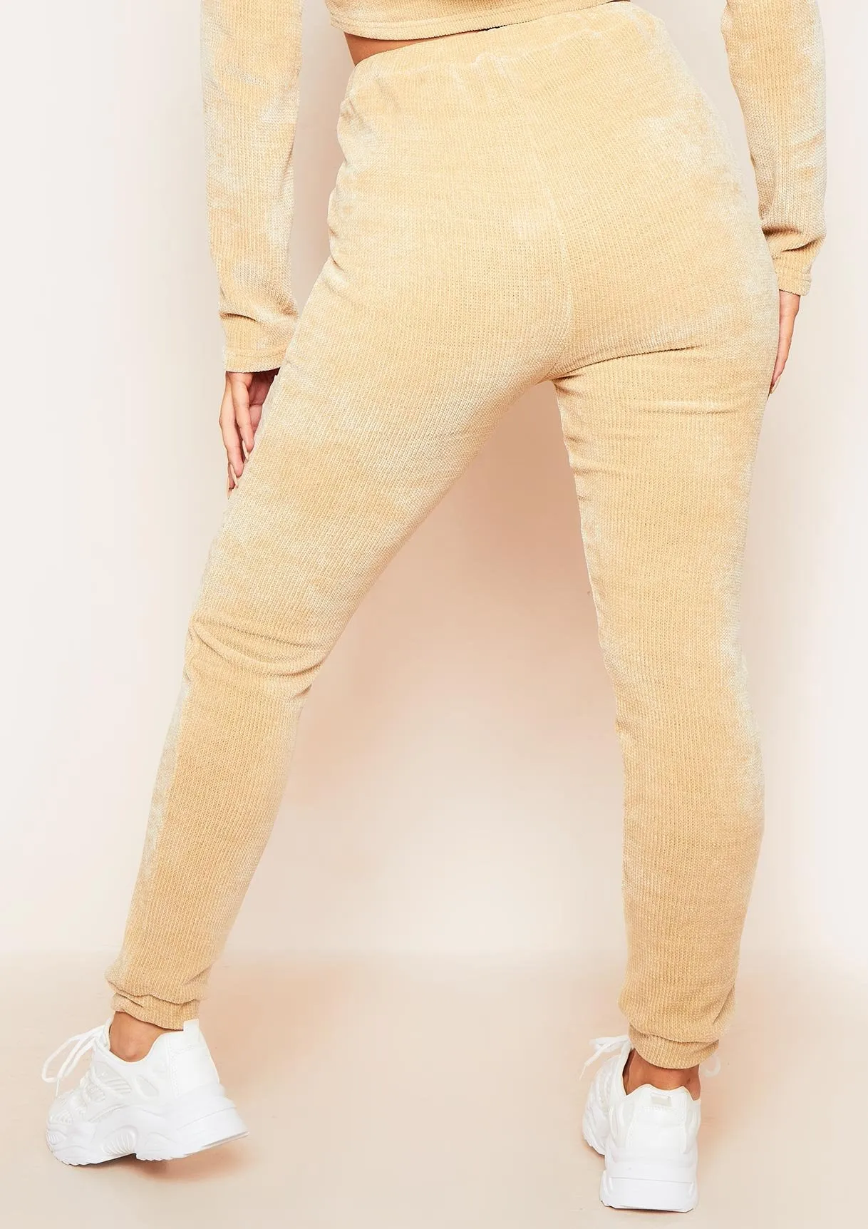 Charla Beige Chenille Drawstring Joggers sold by Missy Empire product image thumbnail 4