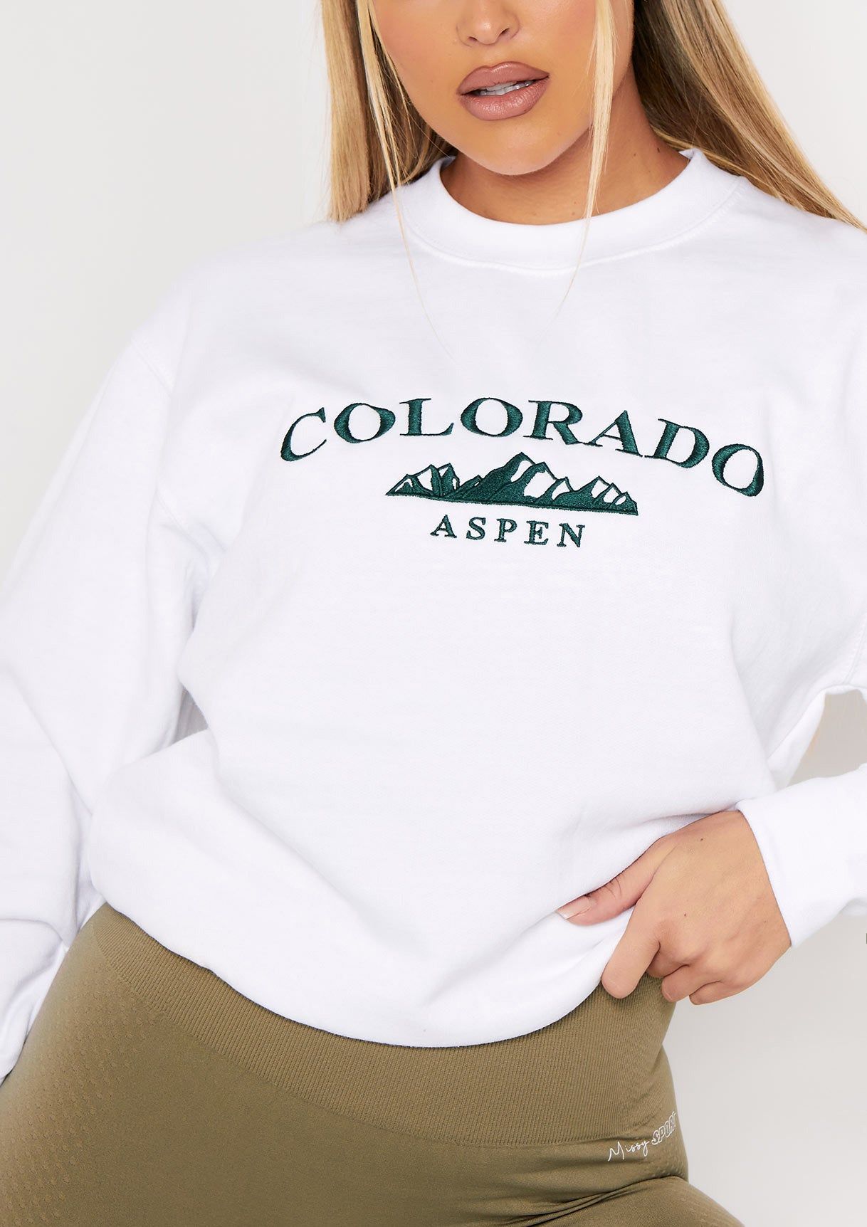 Jeni White Colorado Embroidered Oversized Sweatshirt sold by Missy Empire product image thumbnail 3