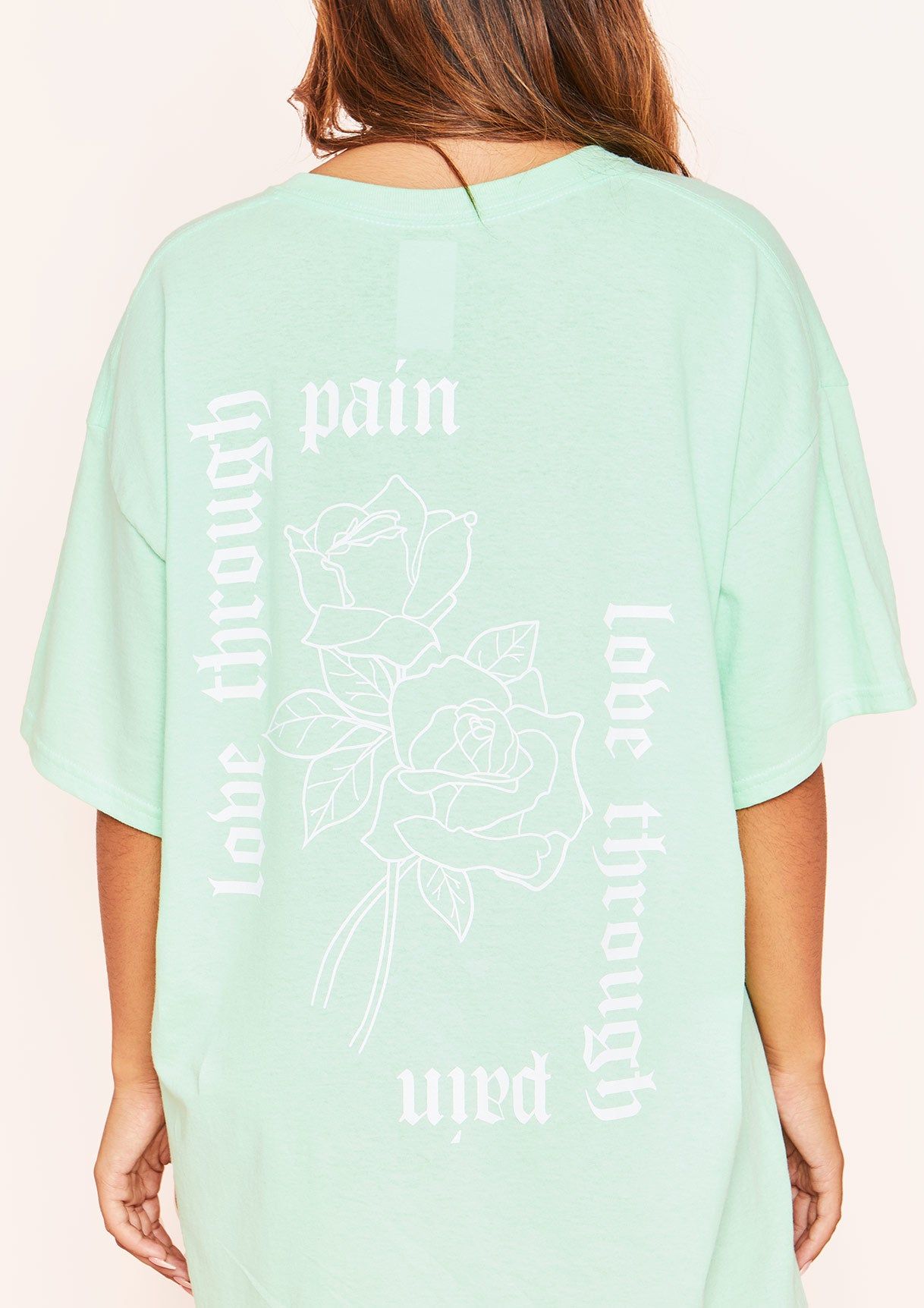 Ember Mint Love Rose Graphic Oversized T-Shirt sold by Missy Empire product image thumbnail 4