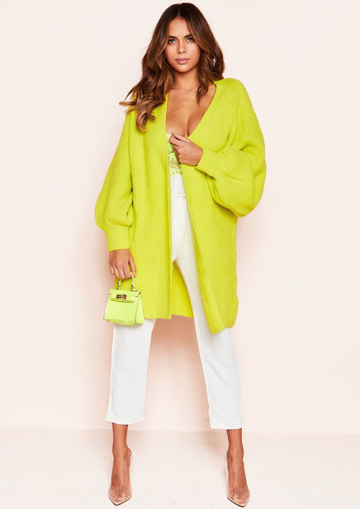 Rea Neon Yellow Knit Cardigan sold by Missy Empire product image thumbnail 4