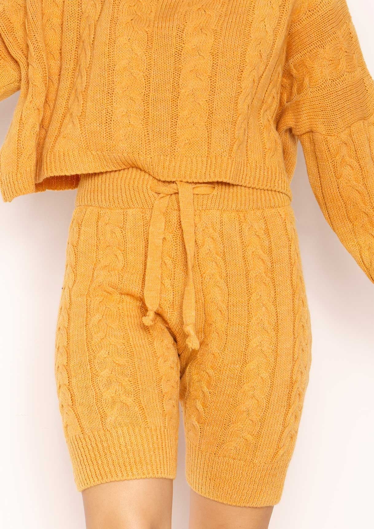 Abrianna Mustard Knit Shorts sold by Missy Empire product image thumbnail 3