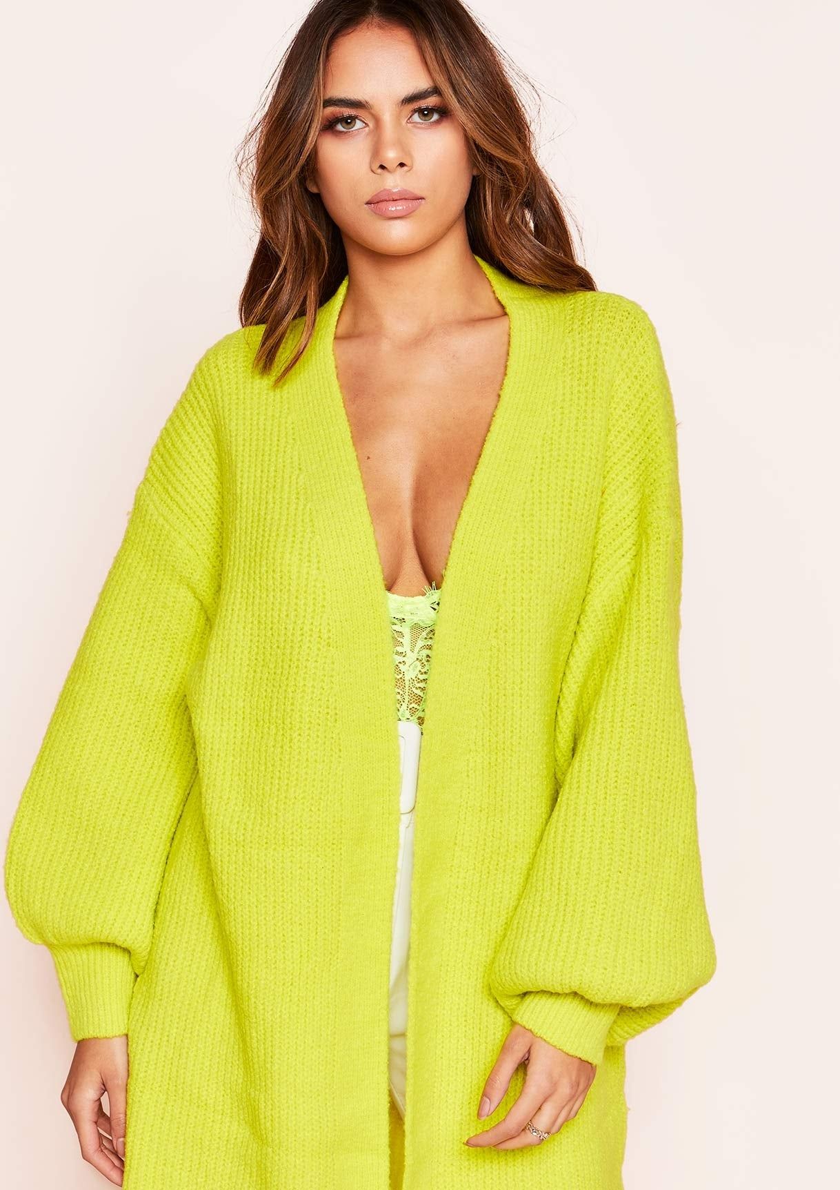 Rea Neon Yellow Knit Cardigan sold by Missy Empire product image thumbnail 5