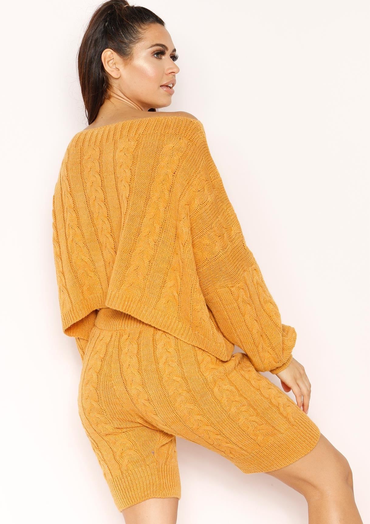 Abrianna Mustard Knit Shorts sold by Missy Empire product image thumbnail 4