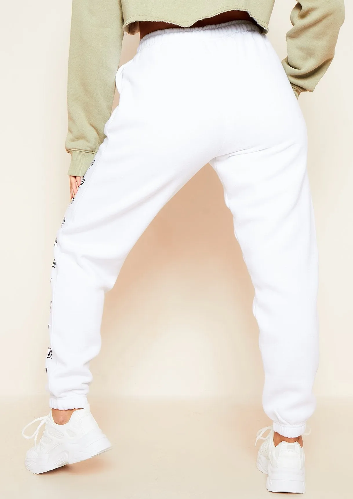 Melila White and Black Angel Energy Slogan Joggers sold by Missy Empire product image thumbnail 3