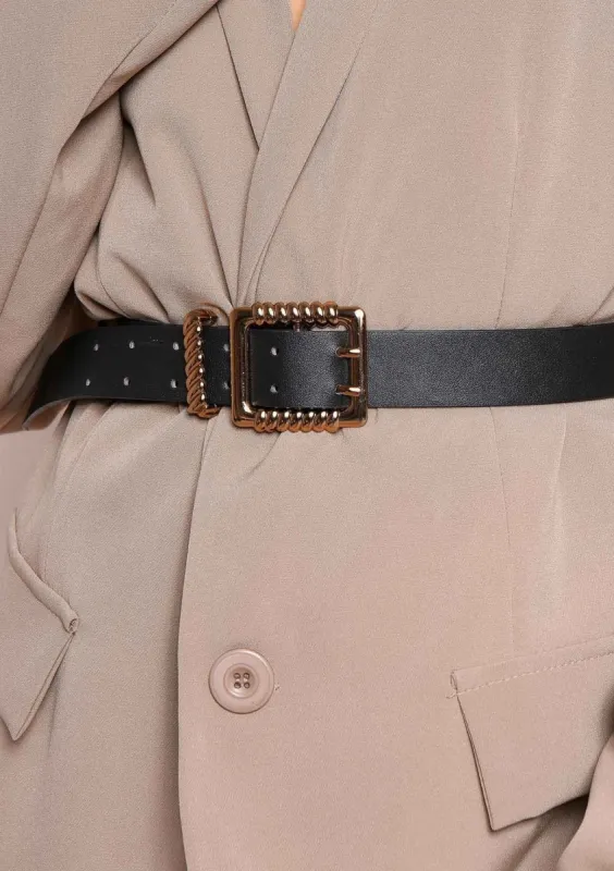 Pamela Black Twisted Buckle Belt made by Missy Empire