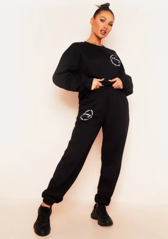 Liliana Black 'Missy' Slogan Casual Joggers sold by Missy Empire