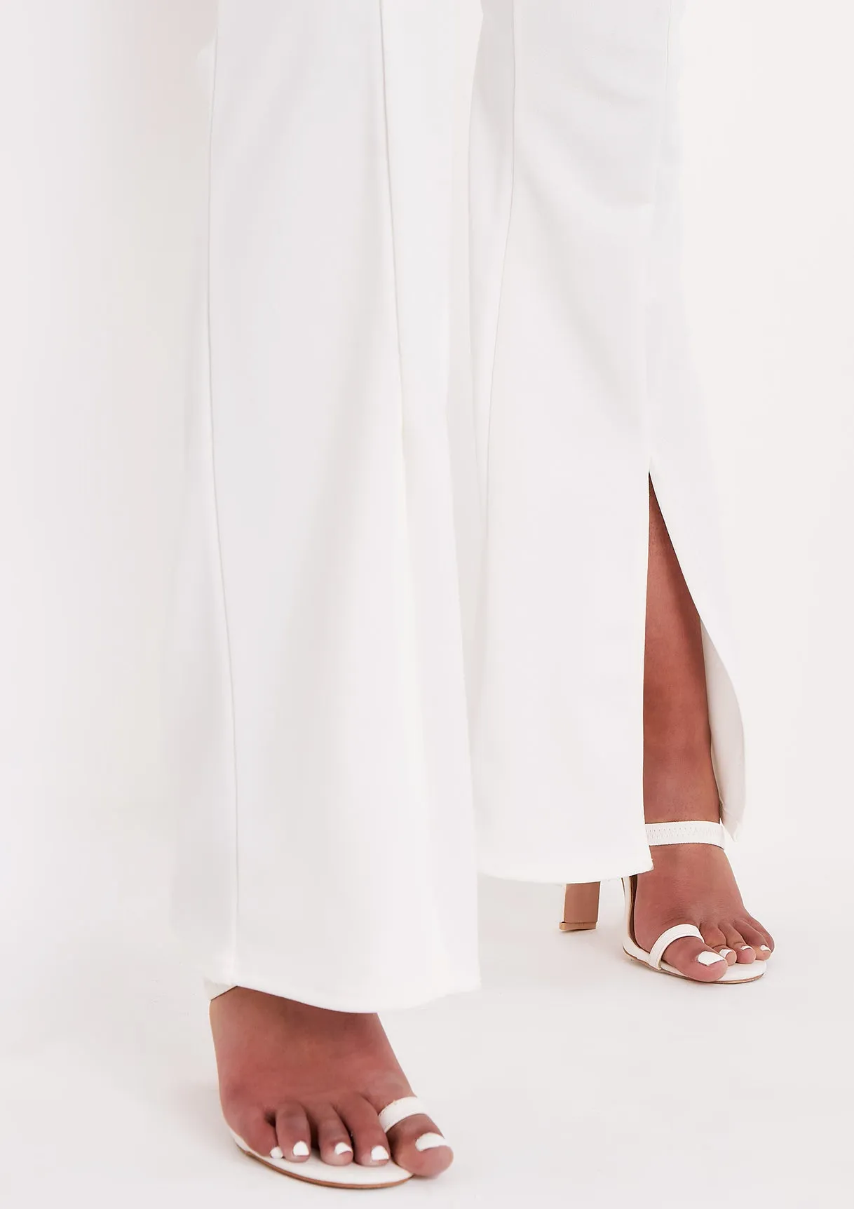 Lilly Ivory Split Hem Wide Leg Jumpsuit sold by Missy Empire product image thumbnail 5