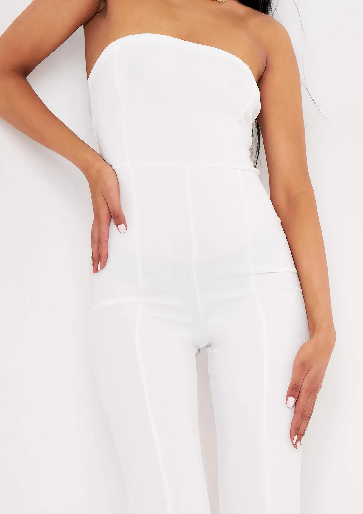 Lilly Ivory Split Hem Wide Leg Jumpsuit sold by Missy Empire product image thumbnail 3