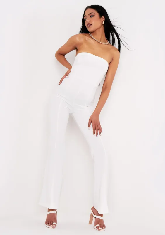 Lilly Ivory Split Hem Wide Leg Jumpsuit sold by Missy Empire