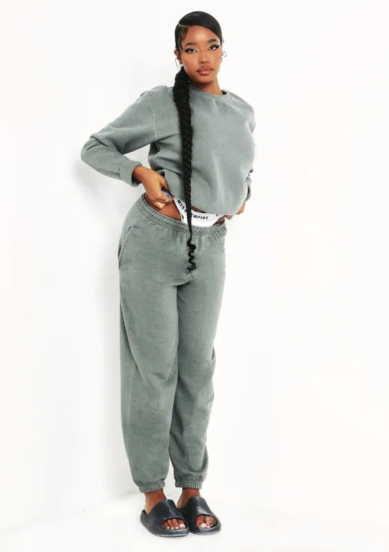 Ashley Sage Green Washed Oversized Sweatshirt sold by Missy Empire