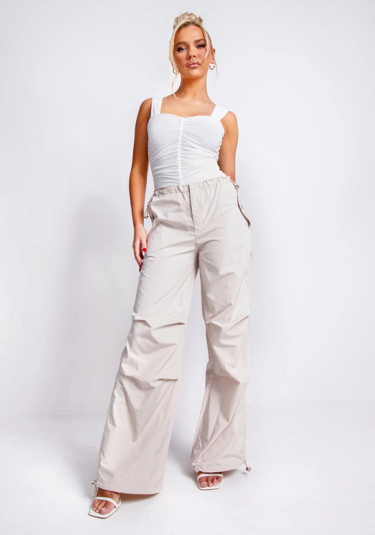 Cammy White Mesh Ruched Bodysuit sold by Missy Empire product image thumbnail 5