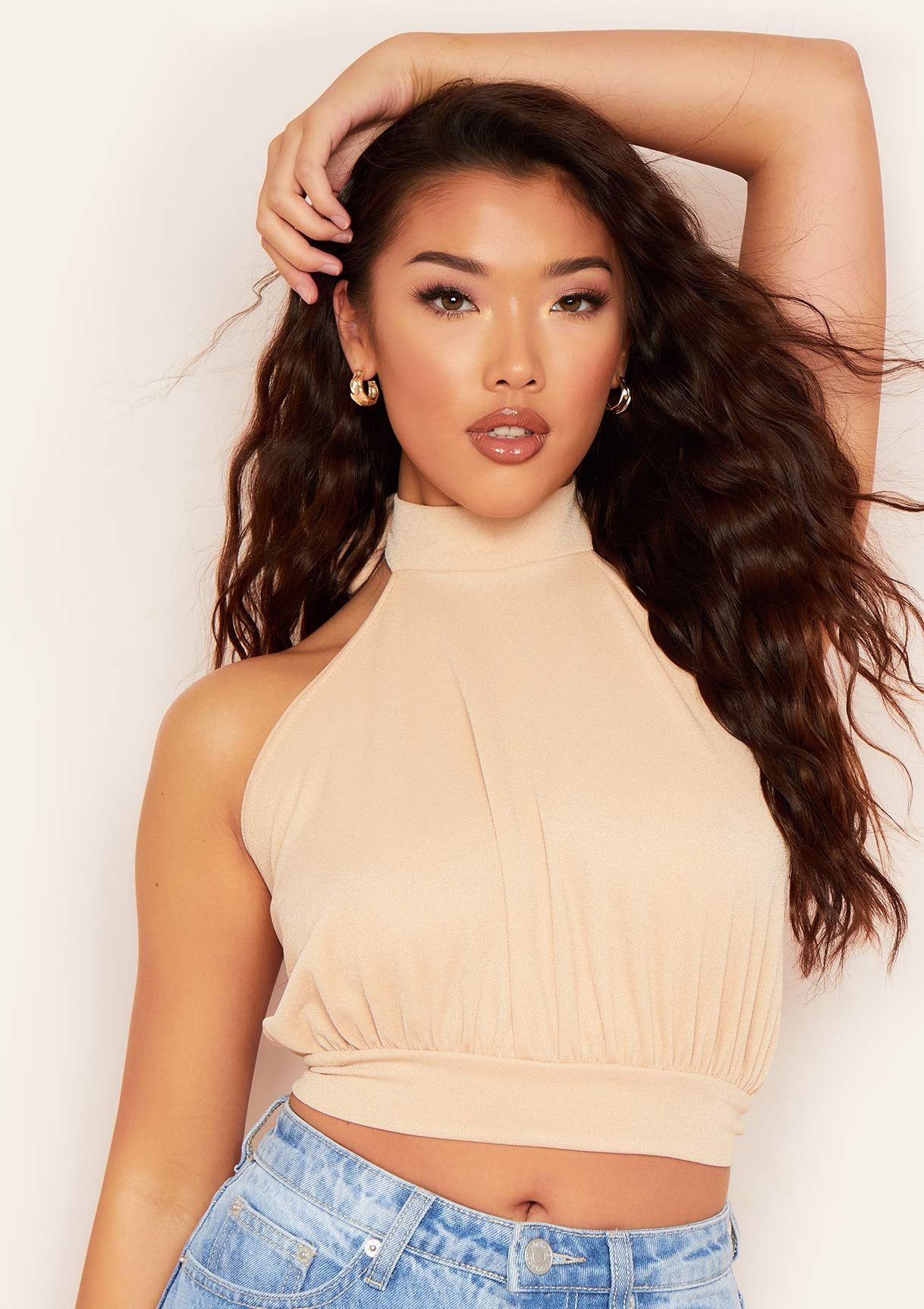 Kate Beige Halterneck Backless Top sold by Missy Empire product image thumbnail 3