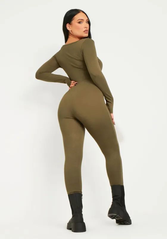 Soph Khaki Wide Neck Jumpsuit sold by Missy Empire