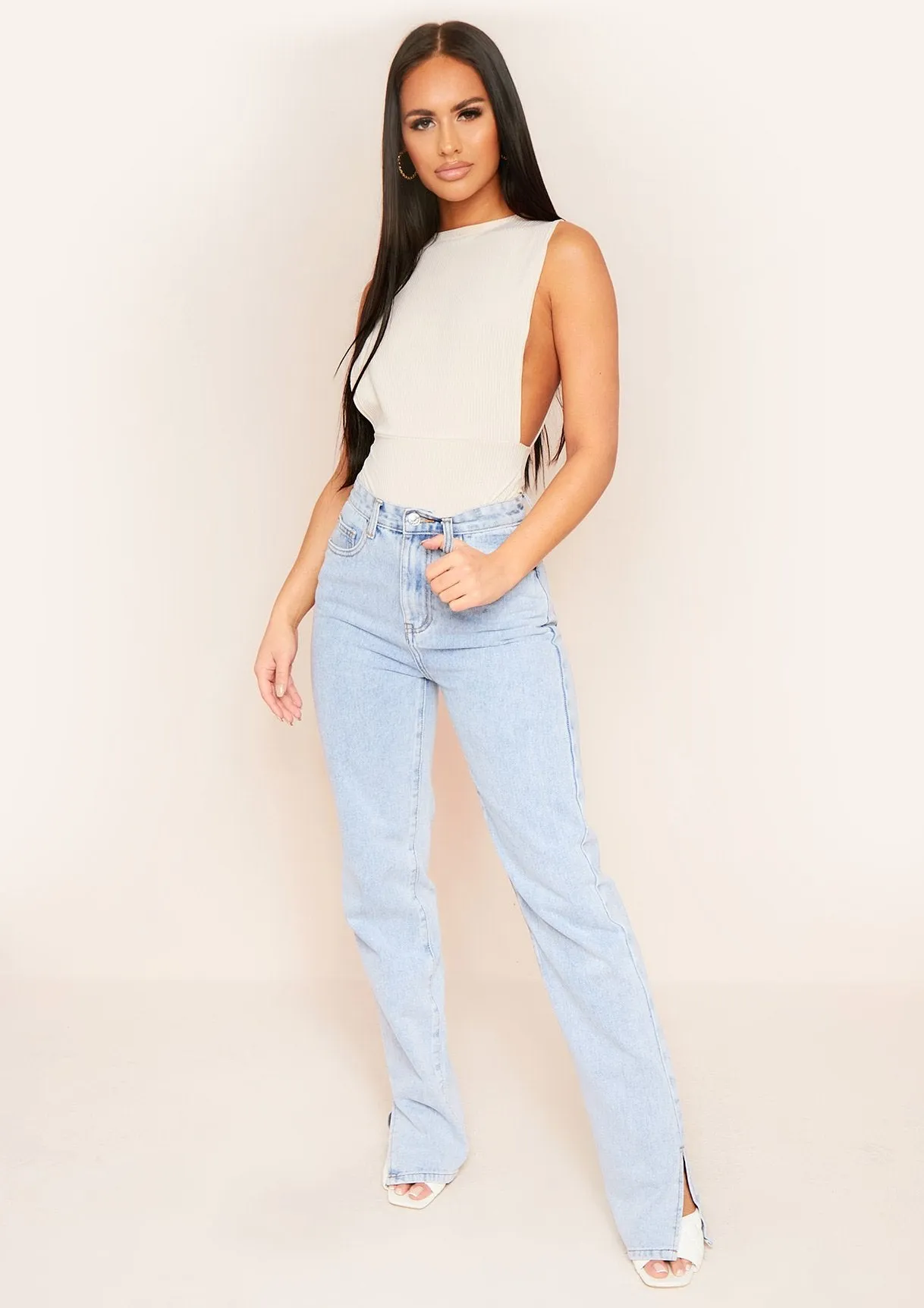 Damita Stone Ribbed Extreme Cut Out Bodysuit sold by Missy Empire product image thumbnail 4