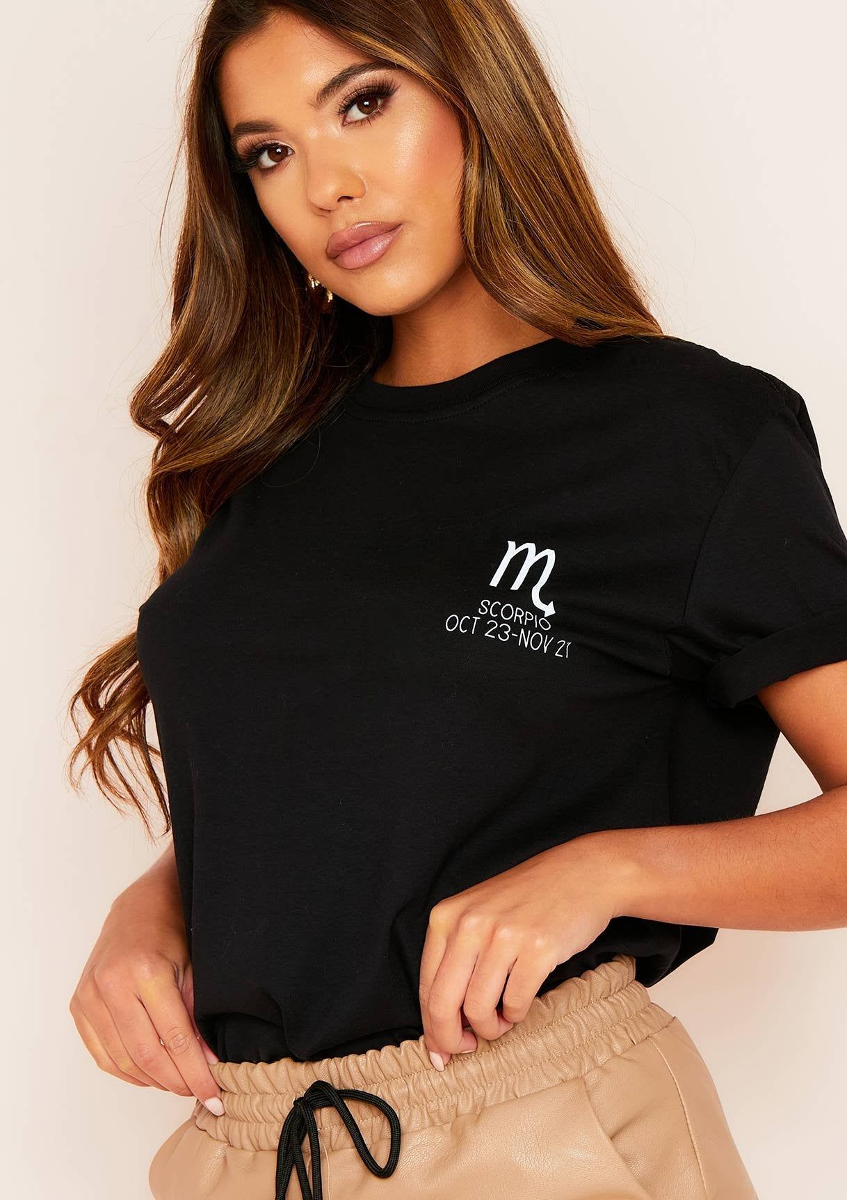 Marisol Black Scorpio Horoscope T-Shirt sold by Missy Empire product image thumbnail 3