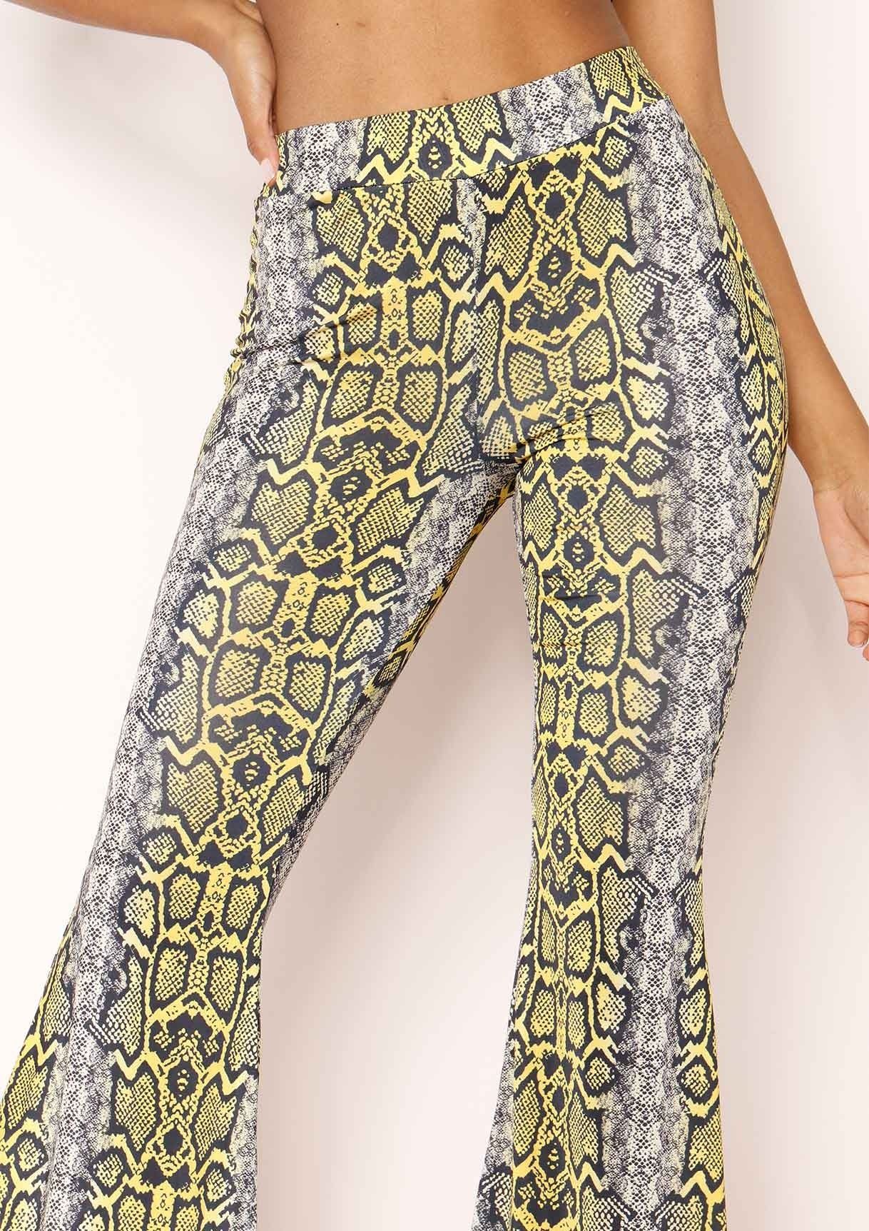 Jessy Yellow Snake Print Flare Trousers sold by Missy Empire product image thumbnail 3